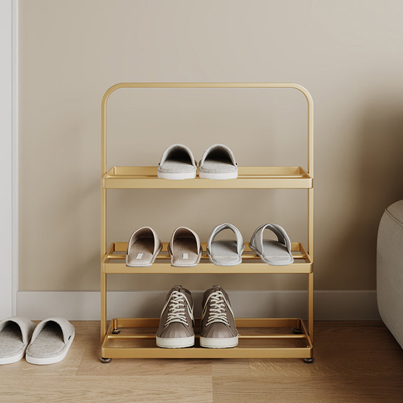 Modern Minimalist Rectangular Iron Open Storage Organizer Shoe Rack 3-Tier For Entryway