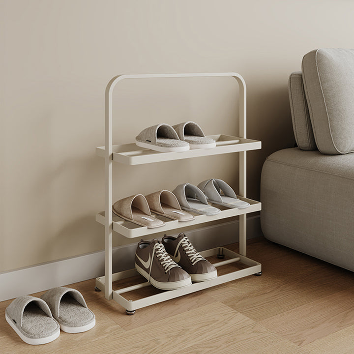 Modern Minimalist Rectangular Iron Open Storage Organizer Shoe Rack 3-Tier For Entryway