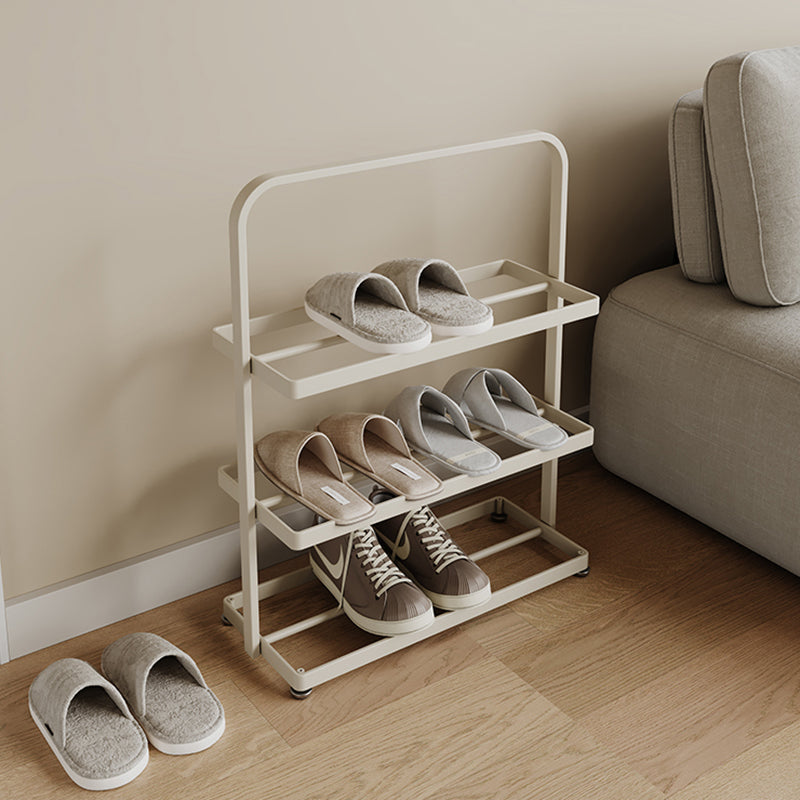 Modern Minimalist Rectangular Iron Open Storage Organizer Shoe Rack 3-Tier For Entryway