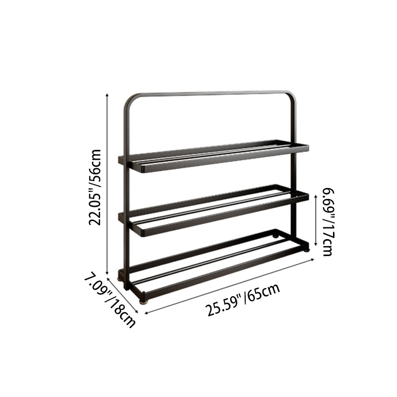 Modern Minimalist Rectangular Iron Open Storage Organizer Shoe Rack 3-Tier For Entryway