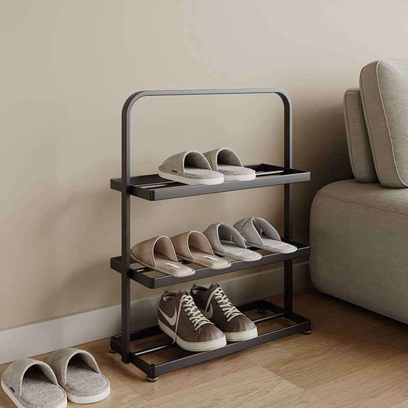 Modern Minimalist Rectangular Iron Open Storage Organizer Shoe Rack 3-Tier For Entryway