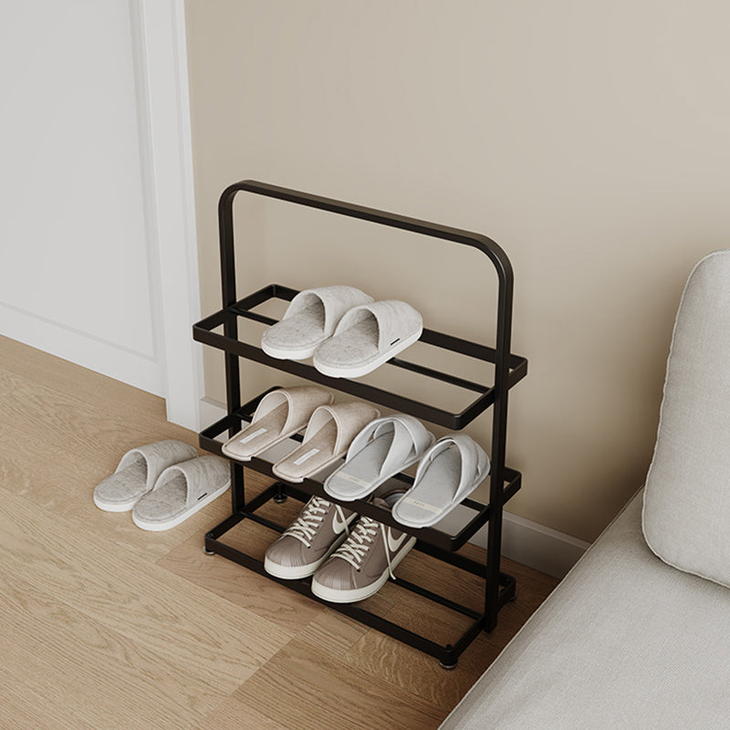 Modern Minimalist Rectangular Iron Open Storage Organizer Shoe Rack 3-Tier For Entryway