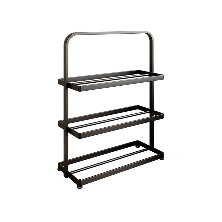Modern Minimalist Rectangular Iron Open Storage Organizer Shoe Rack 3-Tier For Entryway