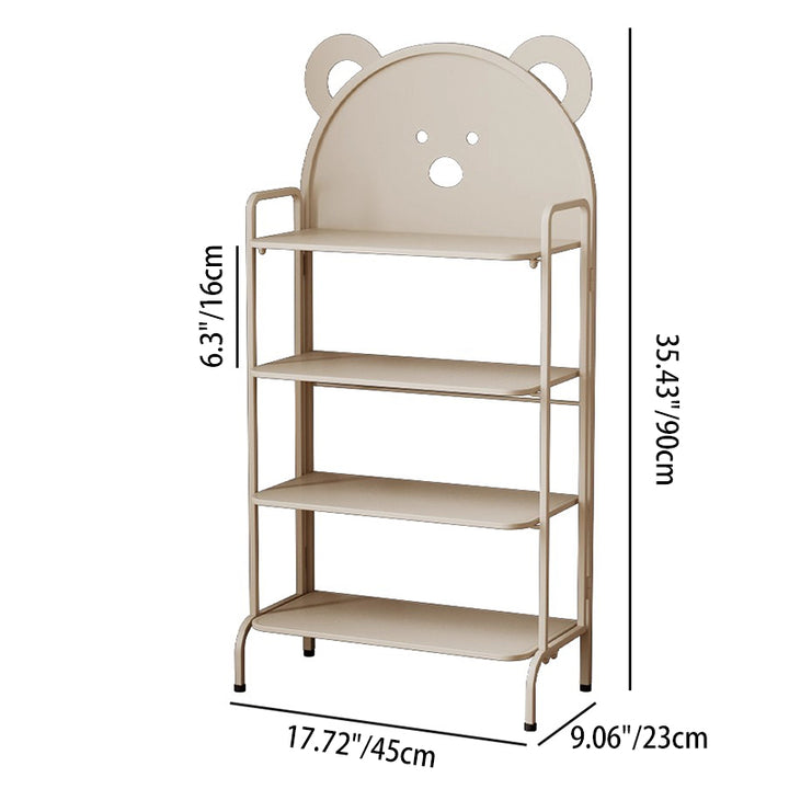 Contemporary Creative Cartoon Cute Bear Iron Shoe Storage Rack 4-Tier For Entryway
