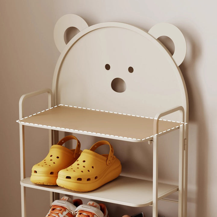 Contemporary Creative Cartoon Cute Bear Iron Shoe Storage Rack 4-Tier For Entryway