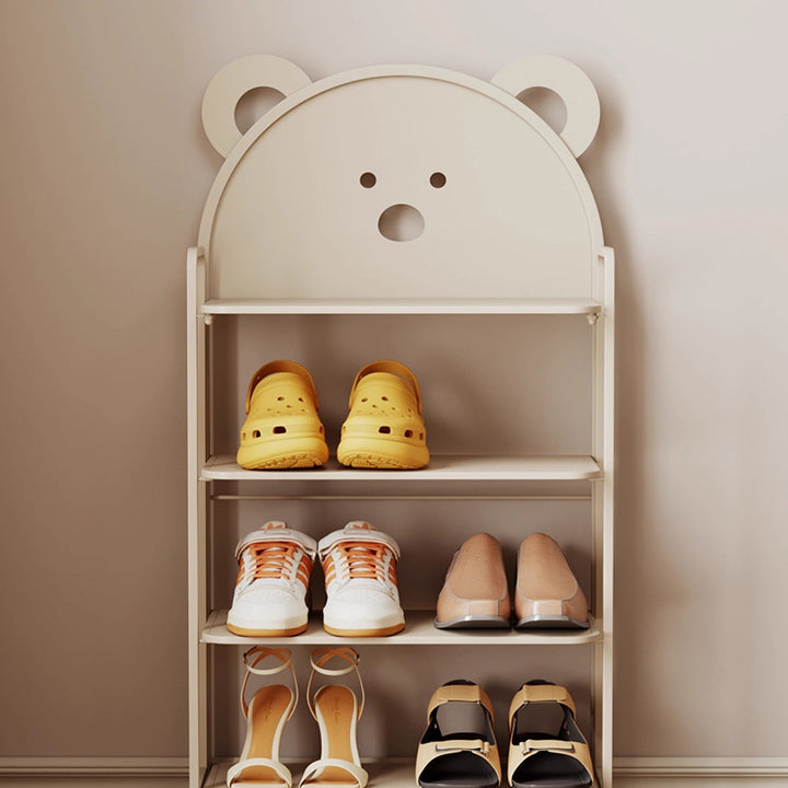 Contemporary Creative Cartoon Cute Bear Iron Shoe Storage Rack 4-Tier For Entryway