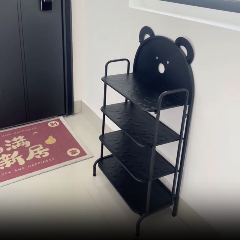 Contemporary Creative Cartoon Cute Bear Iron Shoe Storage Rack 4-Tier For Entryway