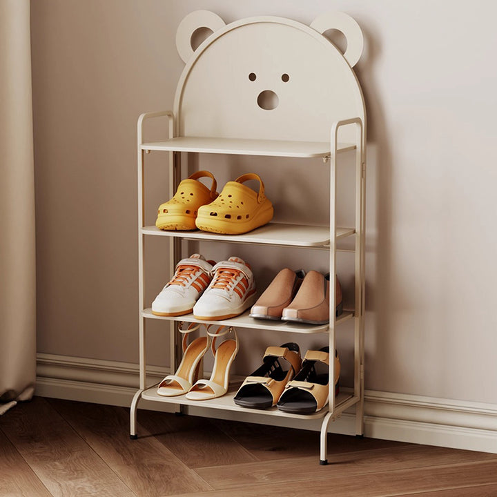 Contemporary Creative Cartoon Cute Bear Iron Shoe Storage Rack 4-Tier For Entryway