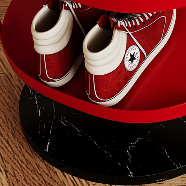 Contemporary Scandinavian Round Carbon Steel Marble Space-Saving Shoe Storage Rack 4/6-Tray For Hallway