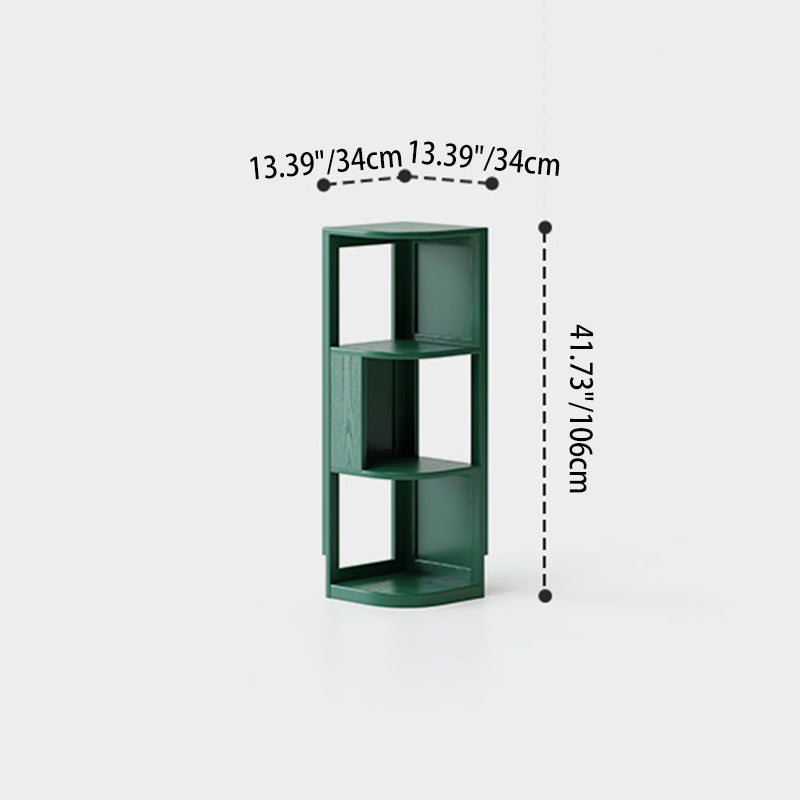 Modern Minimalist Fan-Shaped Solid Rubberwood Corner Storage Bookshelf 3/4/5-Tier For Study