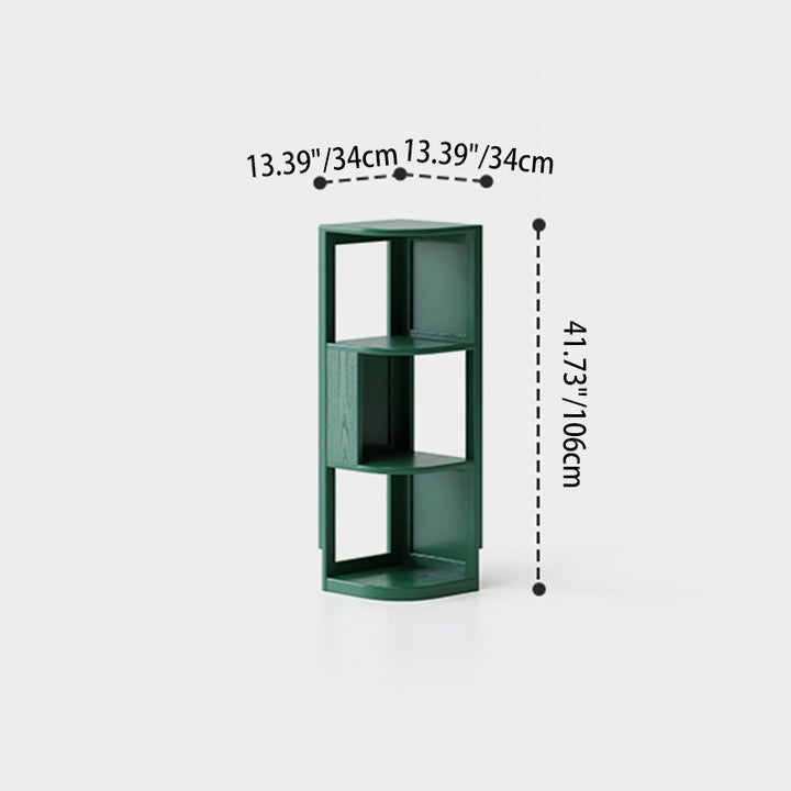 Modern Minimalist Fan-Shaped Solid Rubberwood Corner Storage Bookshelf 3/4/5-Tier For Study