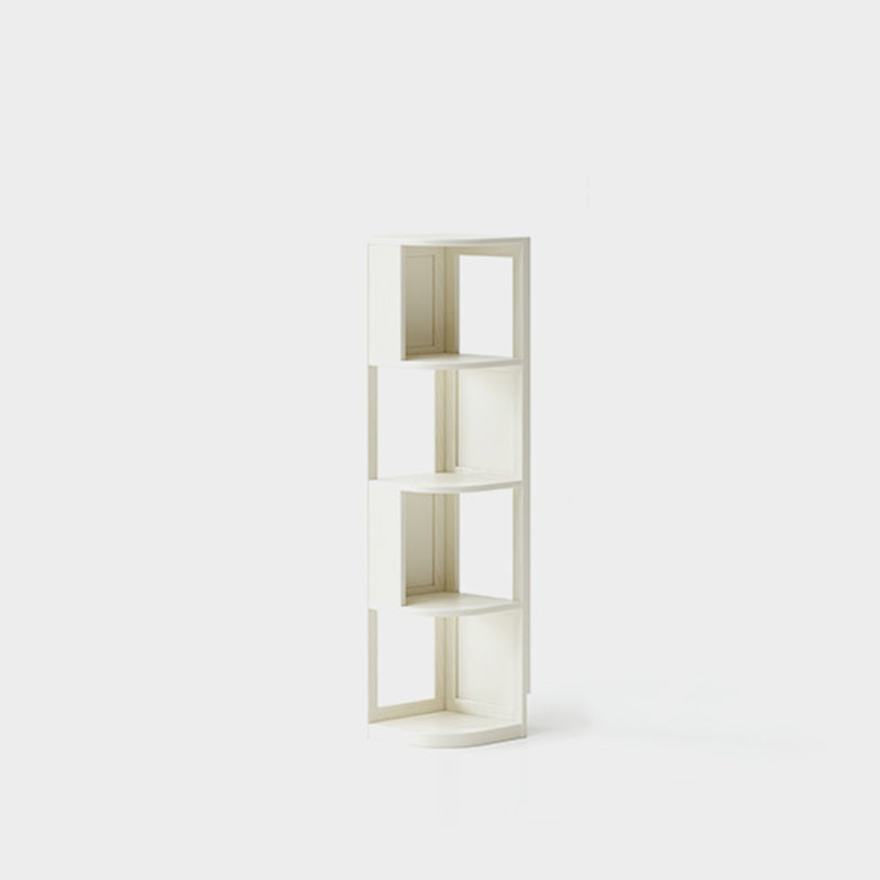 Modern Minimalist Fan-Shaped Solid Rubberwood Corner Storage Bookshelf 3/4/5-Tier For Study