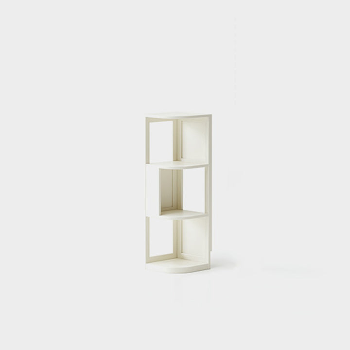 Modern Minimalist Fan-Shaped Solid Rubberwood Corner Storage Bookshelf 3/4/5-Tier For Study