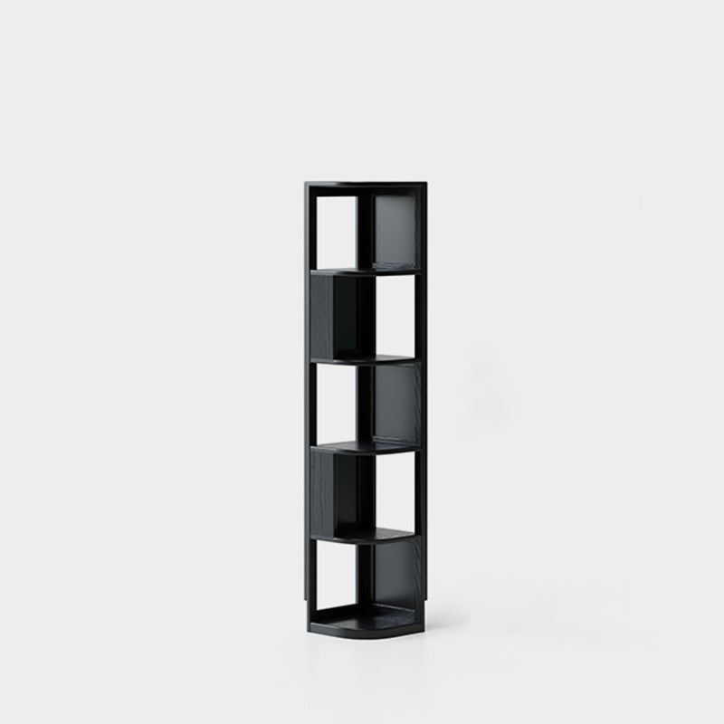 Modern Minimalist Fan-Shaped Solid Rubberwood Corner Storage Bookshelf 3/4/5-Tier For Study