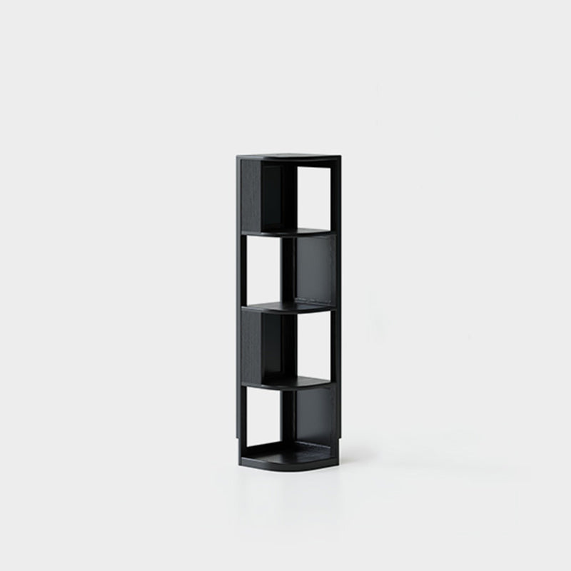 Modern Minimalist Fan-Shaped Solid Rubberwood Corner Storage Bookshelf 3/4/5-Tier For Study