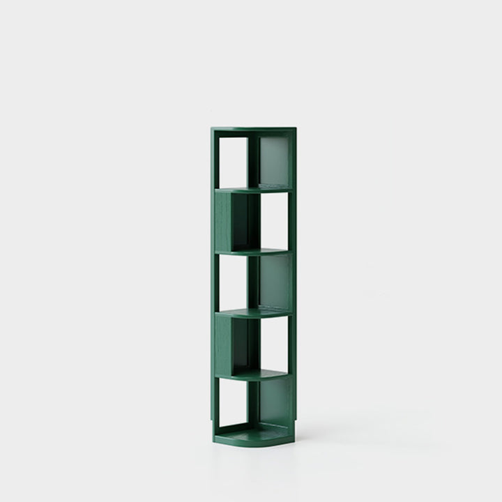 Modern Minimalist Fan-Shaped Solid Rubberwood Corner Storage Bookshelf 3/4/5-Tier For Study
