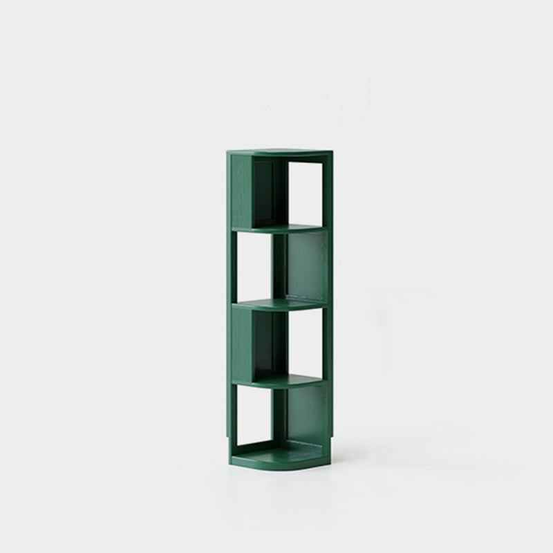 Modern Minimalist Fan-Shaped Solid Rubberwood Corner Storage Bookshelf 3/4/5-Tier For Study