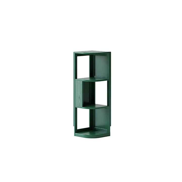 Modern Minimalist Fan-Shaped Solid Rubberwood Corner Storage Bookshelf 3/4/5-Tier For Study