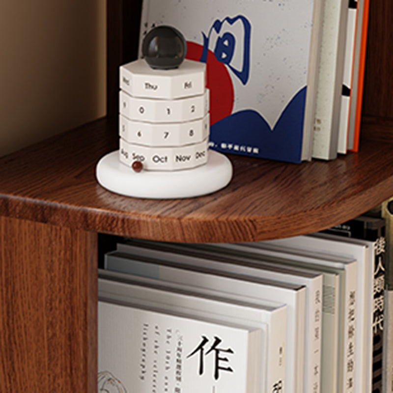Modern Minimalist Fan-Shaped Solid Rubberwood Corner Storage Bookshelf 3/4/5-Tier For Study