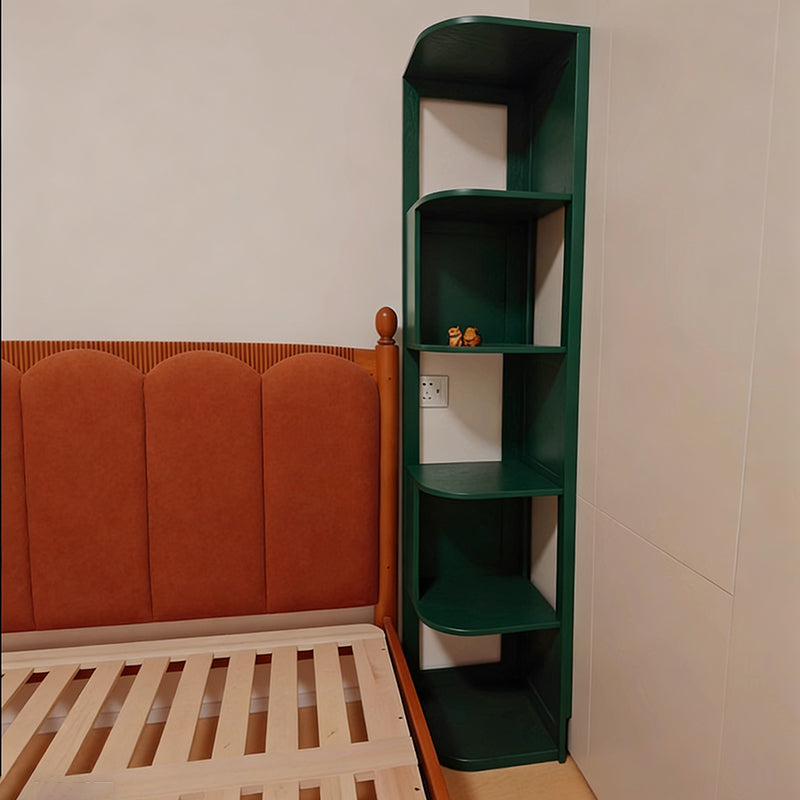 Modern Minimalist Fan-Shaped Solid Rubberwood Corner Storage Bookshelf 3/4/5-Tier For Study