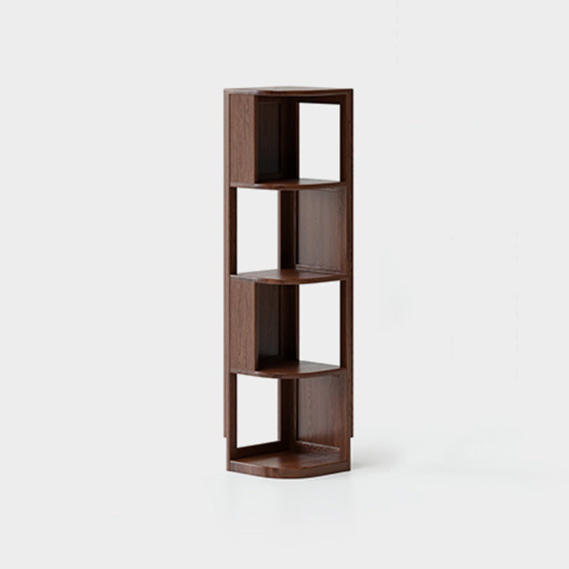 Modern Minimalist Fan-Shaped Solid Rubberwood Corner Storage Bookshelf 3/4/5-Tier For Study