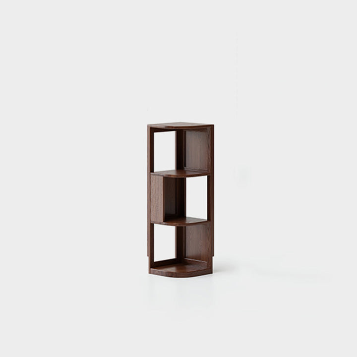 Modern Minimalist Fan-Shaped Solid Rubberwood Corner Storage Bookshelf 3/4/5-Tier For Study