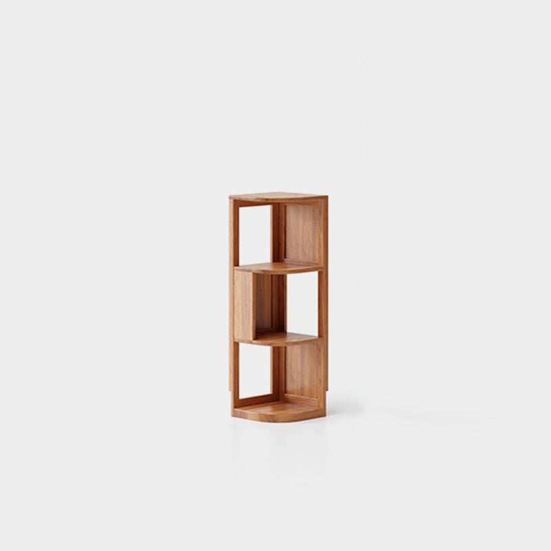 Modern Minimalist Fan-Shaped Solid Rubberwood Corner Storage Bookshelf 3/4/5-Tier For Study