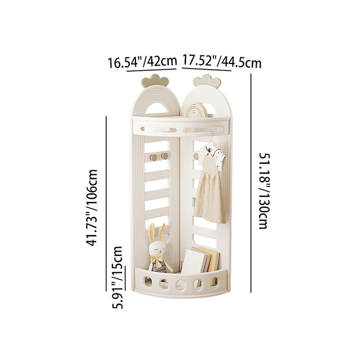 Modern Minimalist Fan-Shaped Eco-Friendly HDPE PP Kids Storage Shelf 2-Tier For Living Room