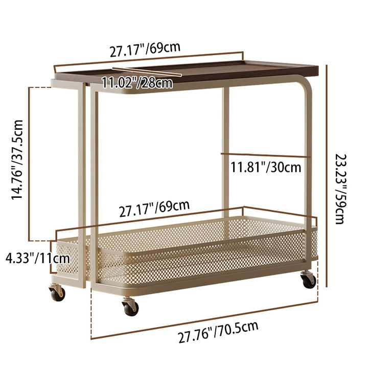 Modern Minimalist Rectangular Fiberboard Iron Movable End Table 2-Tier For Living Room