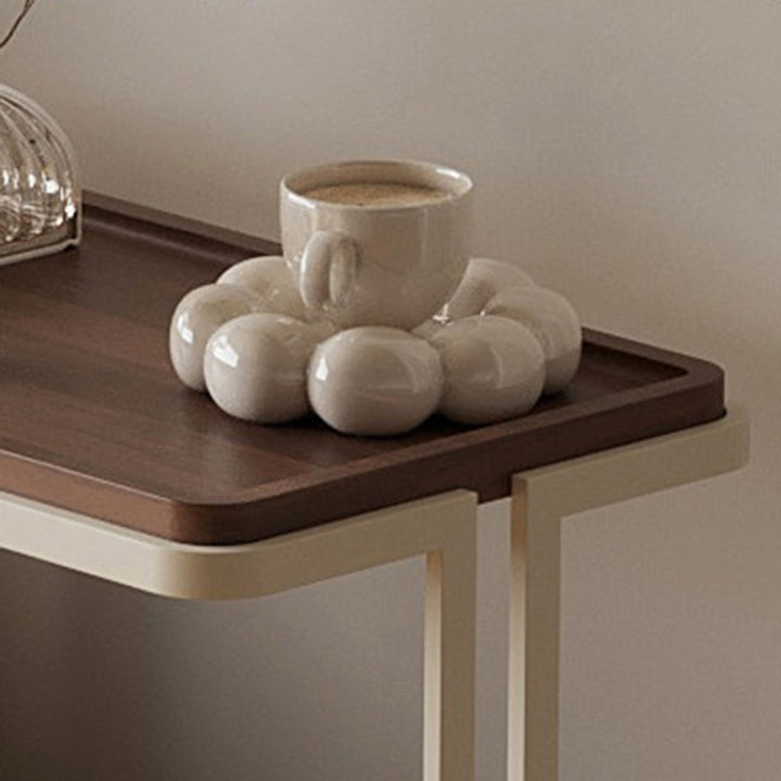 Modern Minimalist Rectangular Fiberboard Iron Movable End Table 2-Tier For Living Room