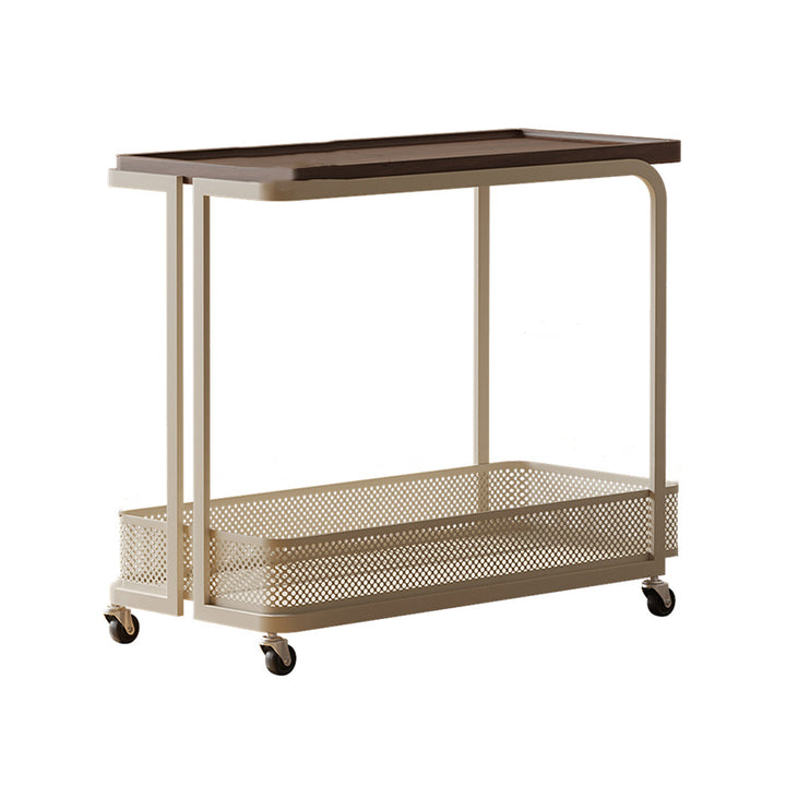 Modern Minimalist Rectangular Fiberboard Iron Movable End Table 2-Tier For Living Room