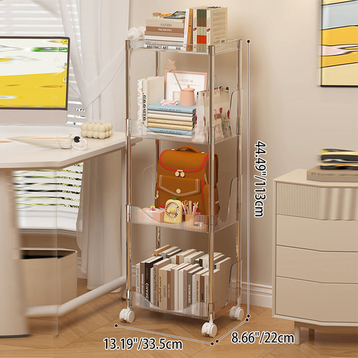 Moderner minimalistischer rechteckiger PET-Kunststoff Edelstahl Bewegliches Lagerregal 2/3/4-Ebenen für Wohnzimmer 