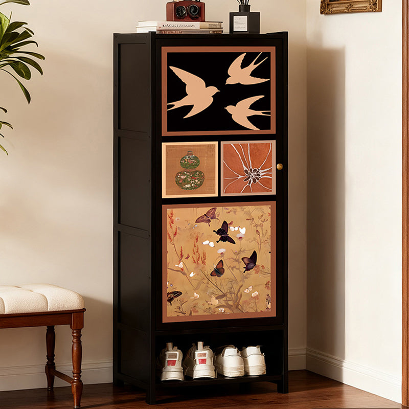 Armoire à chaussures de rangement multi-couches en panneau composite de bambou Nan de style chinois traditionnel, rectangulaire, 7/8 niveaux, pour entrée et couloir 