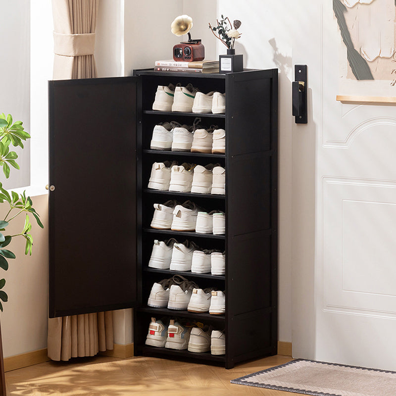 Armoire à chaussures de rangement multi-couches en panneau composite de bambou Nan de style chinois traditionnel, rectangulaire, 7/8 niveaux, pour entrée et couloir 