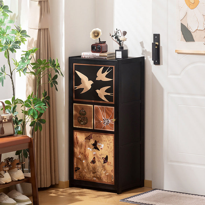 Armoire à chaussures de rangement multi-couches en panneau composite de bambou Nan de style chinois traditionnel, rectangulaire, 7/8 niveaux, pour entrée et couloir 
