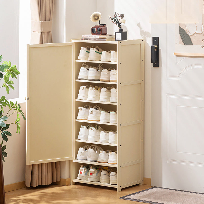 Armoire à chaussures de rangement multi-couches en panneau composite de bambou Nan de style chinois traditionnel, rectangulaire, 7/8 niveaux, pour entrée et couloir 
