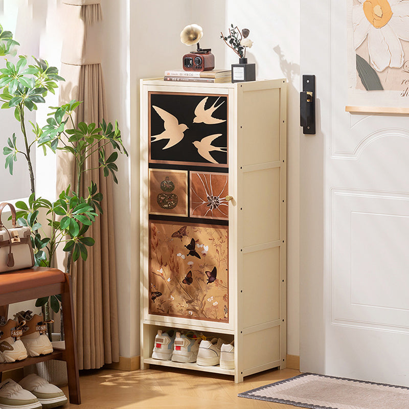 Armoire à chaussures de rangement multi-couches en panneau composite de bambou Nan de style chinois traditionnel, rectangulaire, 7/8 niveaux, pour entrée et couloir 