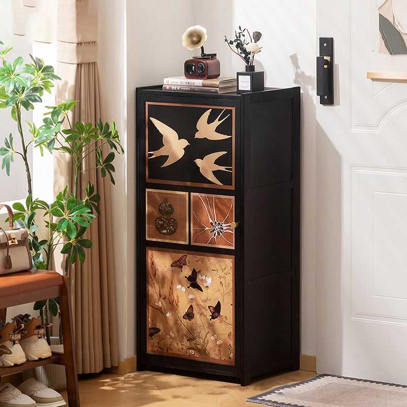 Armoire à chaussures de rangement multi-couches en panneau composite de bambou Nan de style chinois traditionnel, rectangulaire, 7/8 niveaux, pour entrée et couloir 