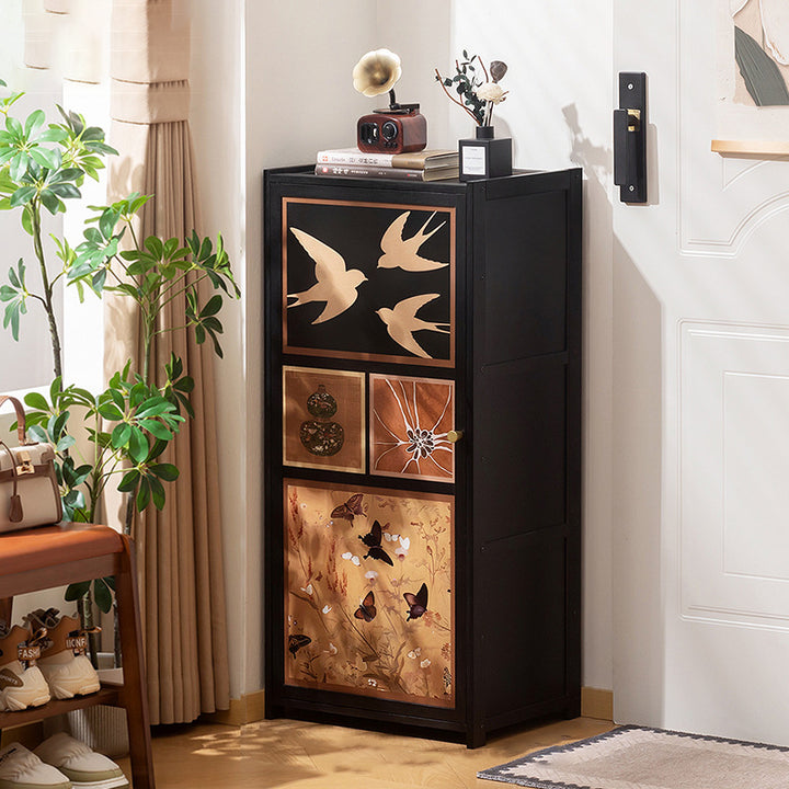 Armoire à chaussures de rangement multi-couches en panneau composite de bambou Nan de style chinois traditionnel, rectangulaire, 7/8 niveaux, pour entrée et couloir 