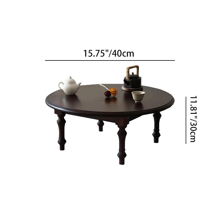 Table basse ronde en bois de pin de style shabby chic moderne, 1 niveau, pour baie vitrée et salon 