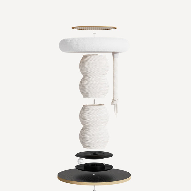 Tour pour chat contemporaine et créative en MDF, corde de sisal et courge, résistante aux rayures, peu encombrante, à 2 niveaux pour le salon 