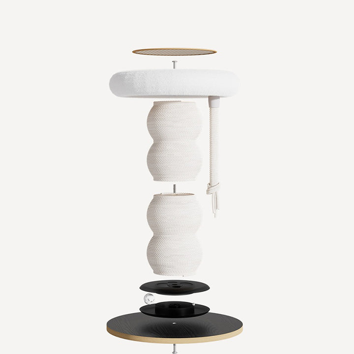 Tour pour chat contemporaine et créative en MDF, corde de sisal et courge, résistante aux rayures, peu encombrante, à 2 niveaux pour le salon 