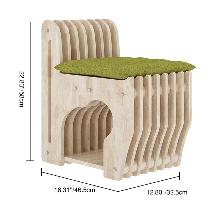 Tabouret bas en bois d’hévéa au design minimaliste moderne, ondulé, partagé homme-animal, sans dossier ni accoudoirs, pour salon 