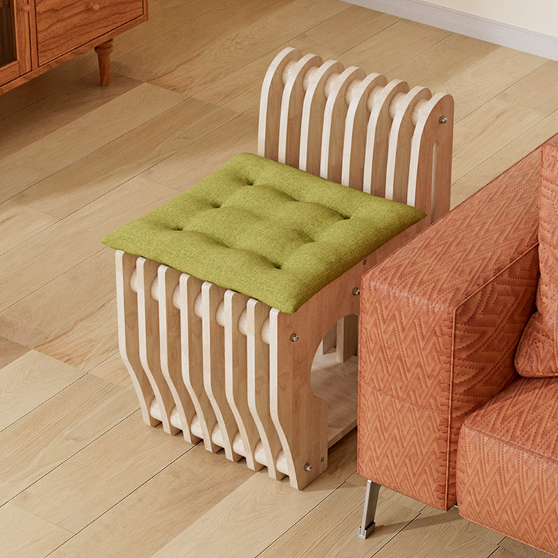 Tabouret bas en bois d’hévéa au design minimaliste moderne, ondulé, partagé homme-animal, sans dossier ni accoudoirs, pour salon 