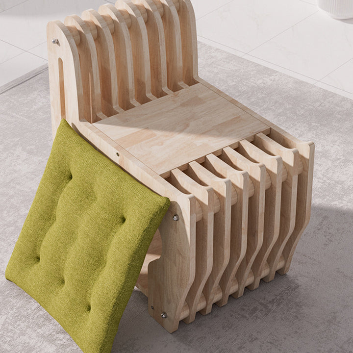 Tabouret bas en bois d’hévéa au design minimaliste moderne, ondulé, partagé homme-animal, sans dossier ni accoudoirs, pour salon 