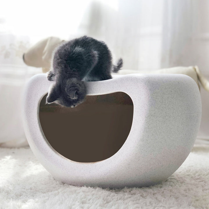 モダンミニマリストクレセント形状PEプラスチック人間ペット共有洗える猫ベッド1穴リビングルーム用 
