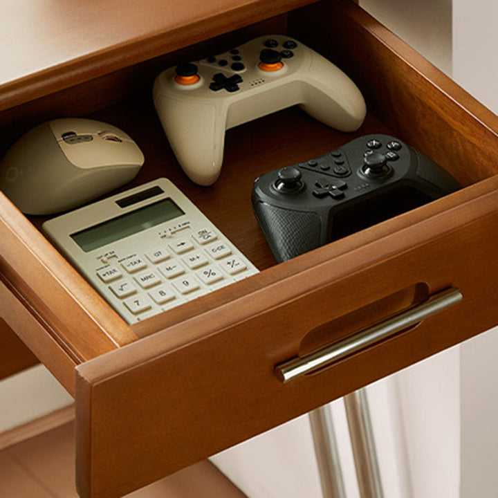 Traditioneller Vintage Buchsbaum Massivholz Mehrschichtplatte Edelstahl Rechteckiger Schreibtisch mit 1 Schublade für das Home Office 