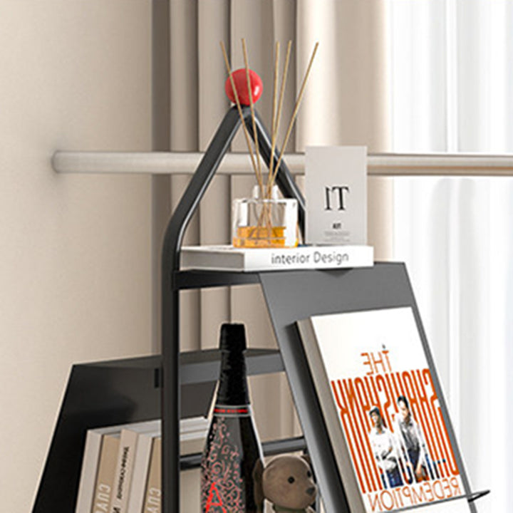Contemporary Industrial Floor Tree Shape Carbon Steel Rotatable Space-Saving Bookshelf 4-Tier Storage For Living Room &amp; Study