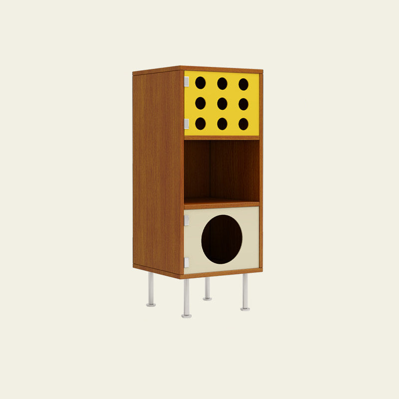Armoire de rangement latérale rectangulaire contemporaine scandinave en bois massif, panneau de particules, acier inoxydable et acrylique, à 3 compartiments, pour salon 