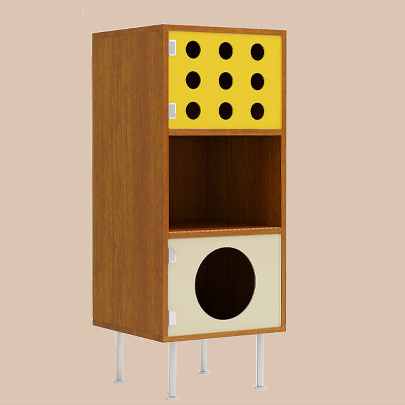 Armoire de rangement latérale rectangulaire contemporaine scandinave en bois massif, panneau de particules, acier inoxydable et acrylique, à 3 compartiments, pour salon 